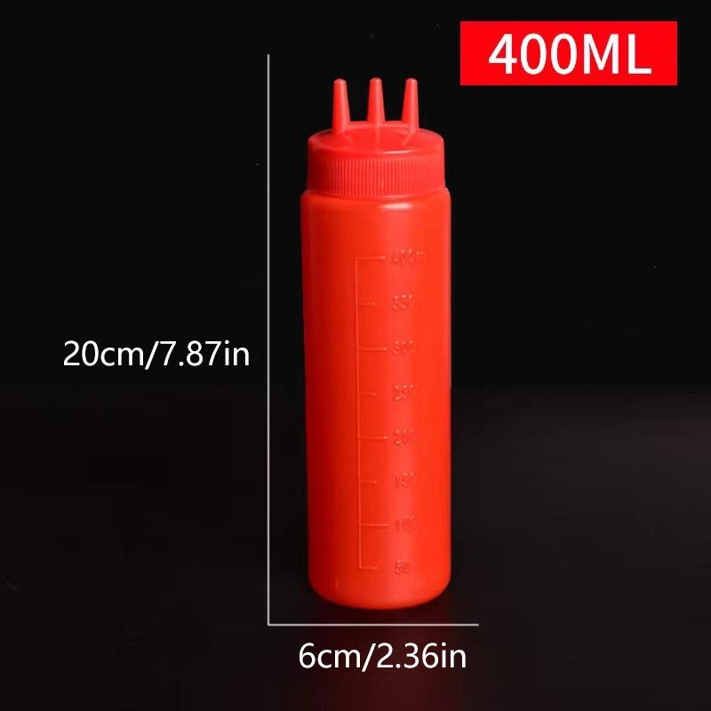 3 Holes Sauce Squeeze Sauce Bottles Condiment Dispenser With Lids Oil Bottle Kitchen Tool Seasoning Mustard Salad Storage Jar