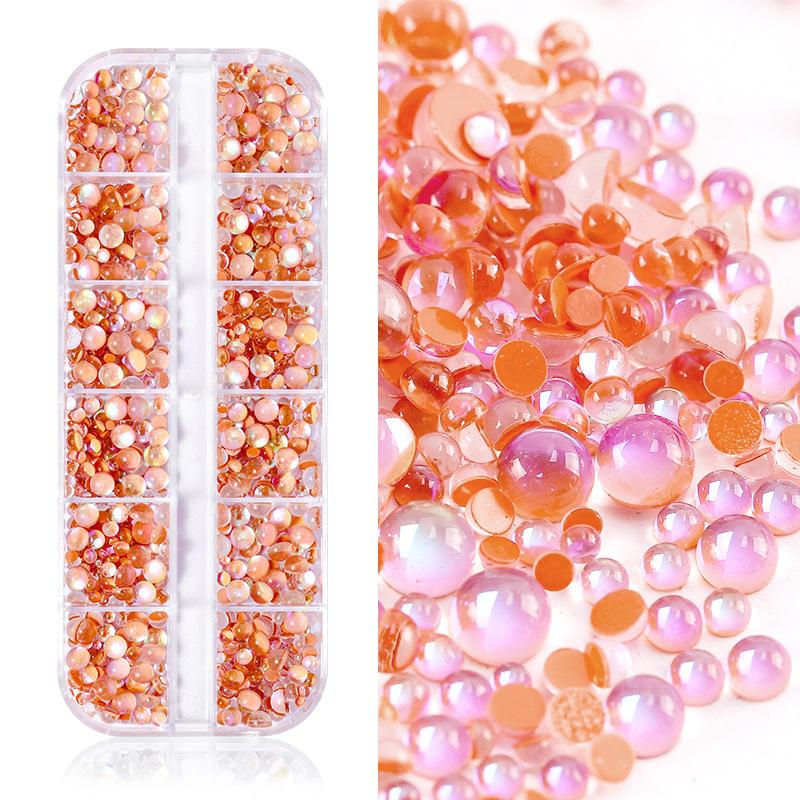12-Grid Symphony Man Fish Ball Set Flat Bottom Nail Art Diamond Jewelry Mixed Size Nail Art Ornament Mixed