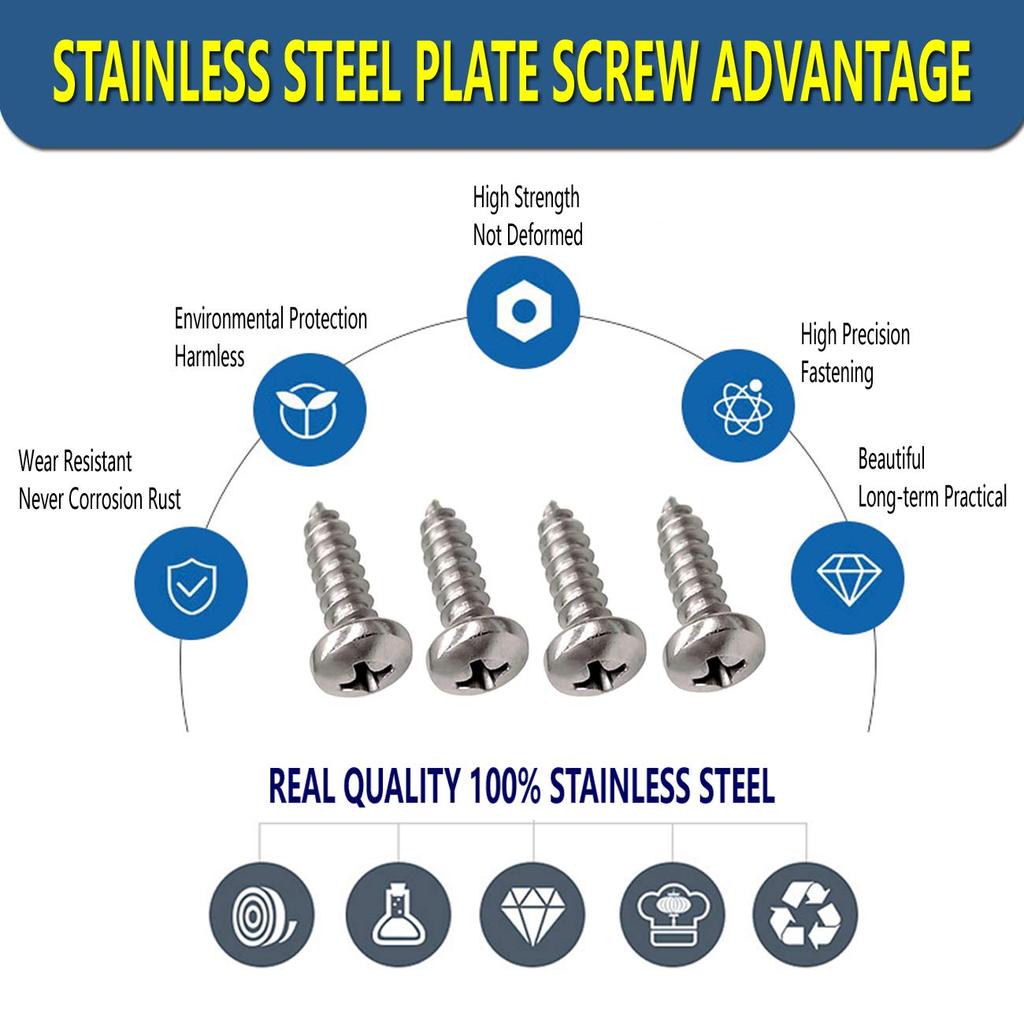 Stainless Steel License Plate Screws-Rust Proof Car Tag Bolts For Fastening Front Or Rear License Plate Frames With Screw Black Caps (M6