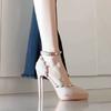 Rivet royal sister temperament sandals women's nude summer niche thick heel women's sexy pointed waterproof table high heels