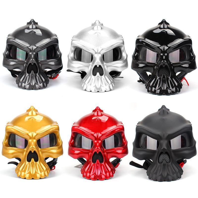 ABS Motorcycle Half Helmet With Reversible Skull Design Men Cycling Protective Gear Safety