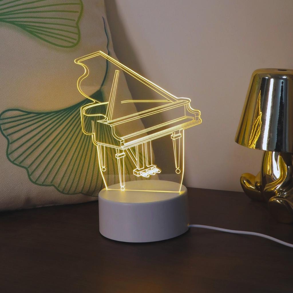 3D Piano Night Light: Decorate Your Space with Monochrome Warm Light - The Perfect Gift for Christmas or Halloween
