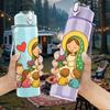 1PC Virgin Mary Kids Heart Frame 750ml Color Plastic Sports Water Bottle Leakproof Flip Straw Lid For Sports Office Home Use