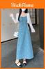 Denim Dress For Women With French Bow Tie Detail Long Sleeveless Summer Casual