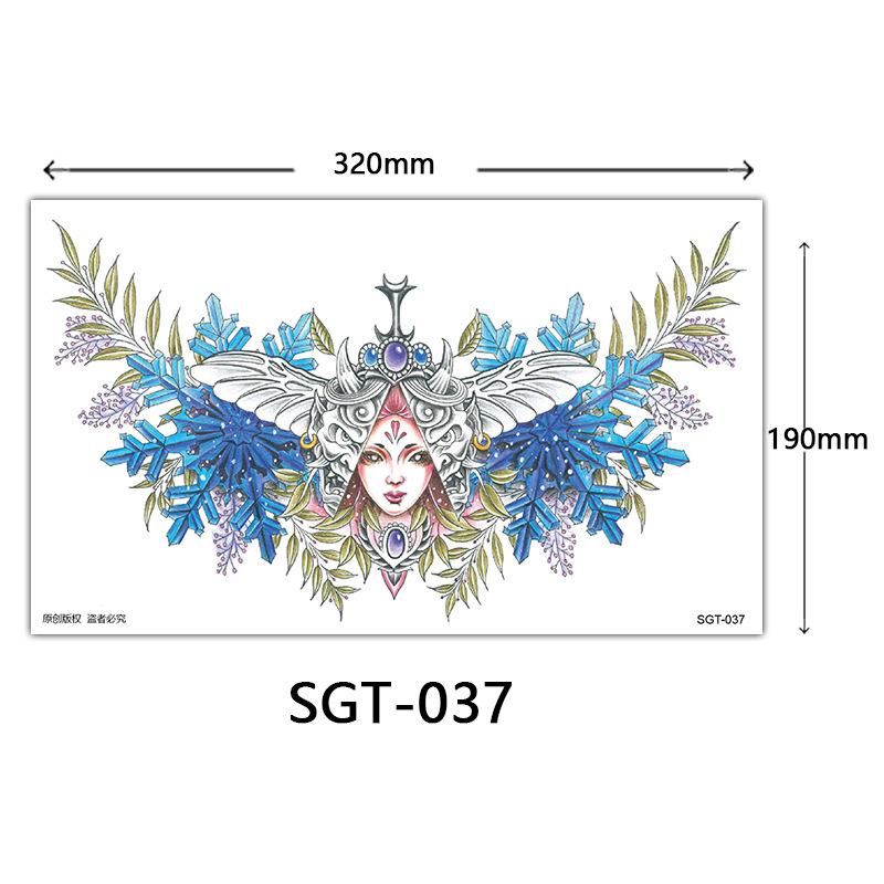 Flower Chest Tattoo Sticker, Chest Tattoo Sticker, Color Half Nail Large Picture Tattoo Sticker