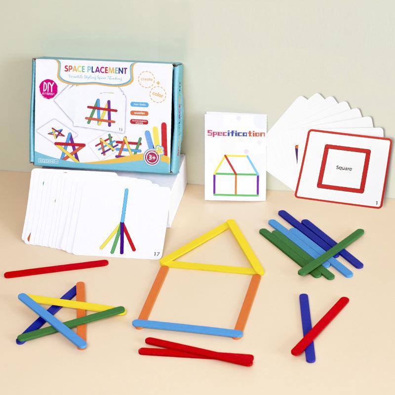 Wooden Creative Sticks And Rings Puzzle Intelligence Game Montessori Early Childhood Educational Toys For Children 3 Year Old