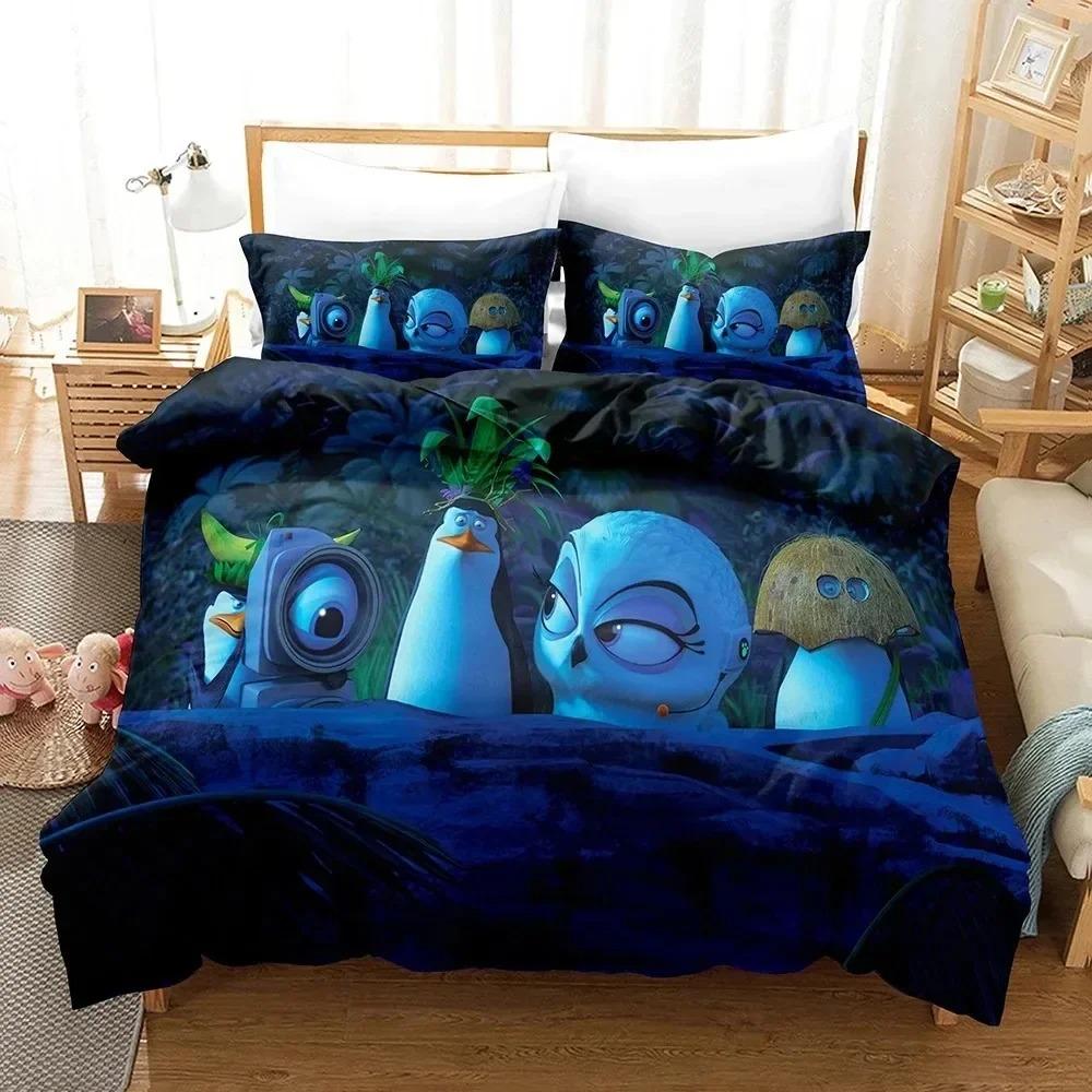 

3D Print Cartoon Penguins Madagascar Bedding Set Bedroom Soft Modern Bedspreads Comefortable Duvet Cover Quilt Cover Pillowcase EU Single(135*200cm)3pcs