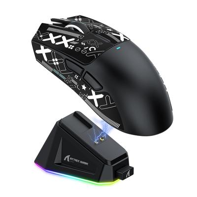 ATTACK SHARK X11 Wireless Gaming 22000 Charging Dock Grip Tape Technical Approval Certified Mouse, 2.4g/Bluetooth/USB-C, Ultra-Lightweight 63g, DPI,