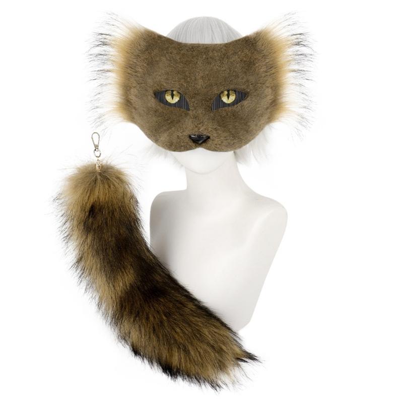 Flexible Mask With Plush Tail DIY Crafting Supply Costume Accessory For Costume And Creative Dressing Up Event