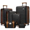 Gepäcksets 6-teilig mit Reisetaschen, Hartschalenkoffer erweiterbar mit Rollen, Schwarz