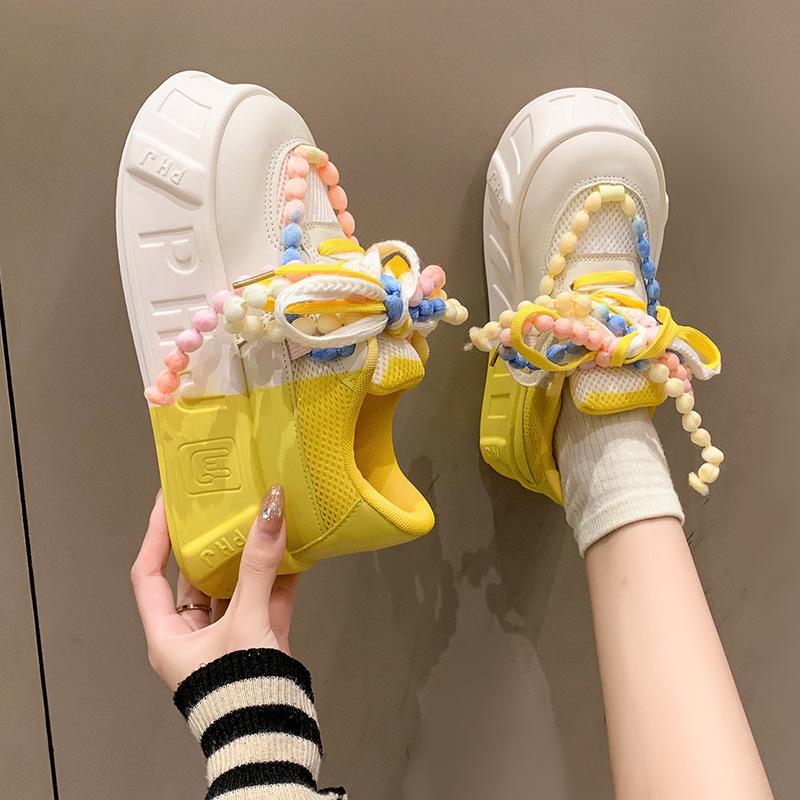 Fashion High Quality Womens Casual Sports Shoes Cherry Blossom Pink Cute Platform Shoes Fashion Versatile Trendy Lace Up Womens Sneakers