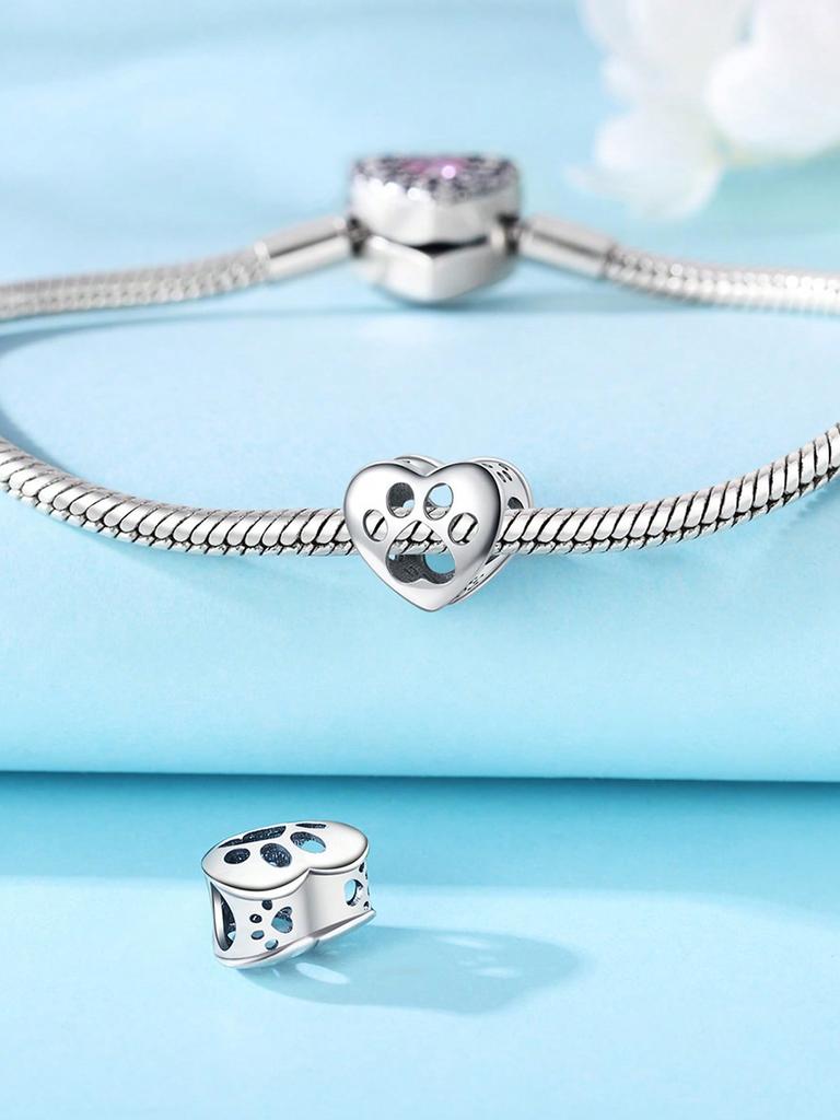 Charms Plata Copper Colors Cute Cat Paw Pet Beads Charm Pendant For Original Bracelet For Women Diy Jewelry Love Gift