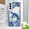 Cool Ocean Turtle Phone Case for Samsung Galaxy A55 A54 A53 A52 A51 A70 A32 A31 A22 A13 4G 5G Sea Blue Turtle Design Clear Cover