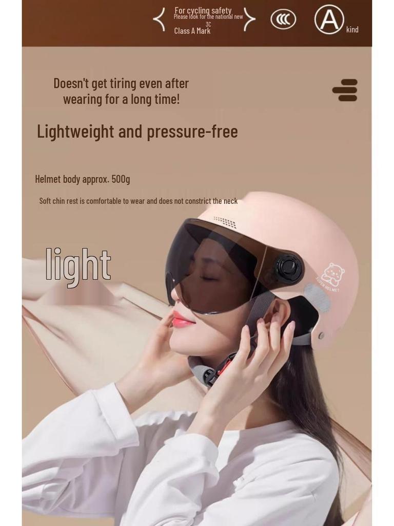 3C Certified Electric Motorcycle Helmet for Men & Women - Universal Fit for Scooters, All-Season, Adult Half Helmet