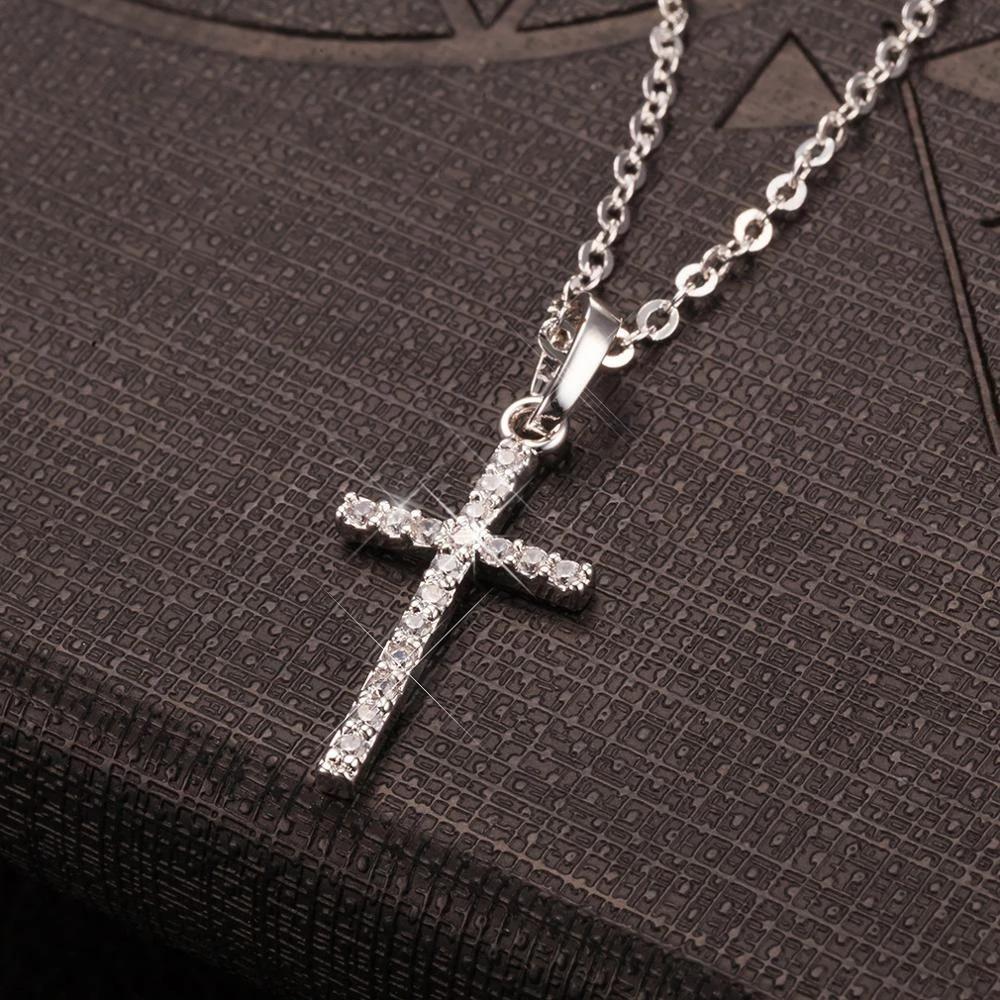 European & American Zirconia Cross Pendant Hip Hop Punk Necklace