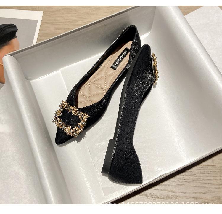 

Роскошные атласные балетки с хрустальной пряжкой, женские эспадрильи, неглубокие лоферы, кроссовки, женская обувь, мокасины с острым носком, большие размеры 35-43 5 чёрный