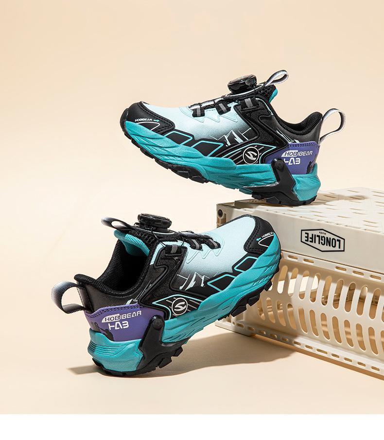 Scarpe da Ginnastica Casual Resistenti allo Sporco per Bambini con Fibbia Rotante in Pelle Orsetto Felice