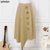 Elegant Women Back Elastic Flowers Casual Long Pleated Skirts
