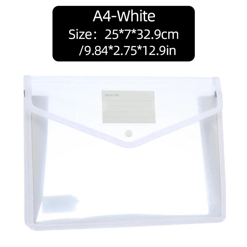 

1Pcs Waterproof File Transparent A4 Folder Press Button Plastic Data Document Bag Storage Office Supplies