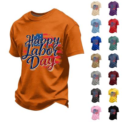 Herren lockeres lässiges kurzärmeliges T-Shirt mit Grafikdruck zum Tag der Arbeit Rundhalsausschnitt Bequemes Oberteil für den Alltag