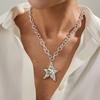 OT Buckle Pentagram Pendant Necklace Five-pointed Star Clavicle Chain Chunky Chain Necklace  Women