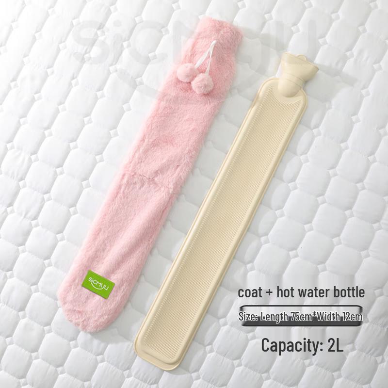 Extra Long Hot Water Bottle with German Velvet Plush Cover