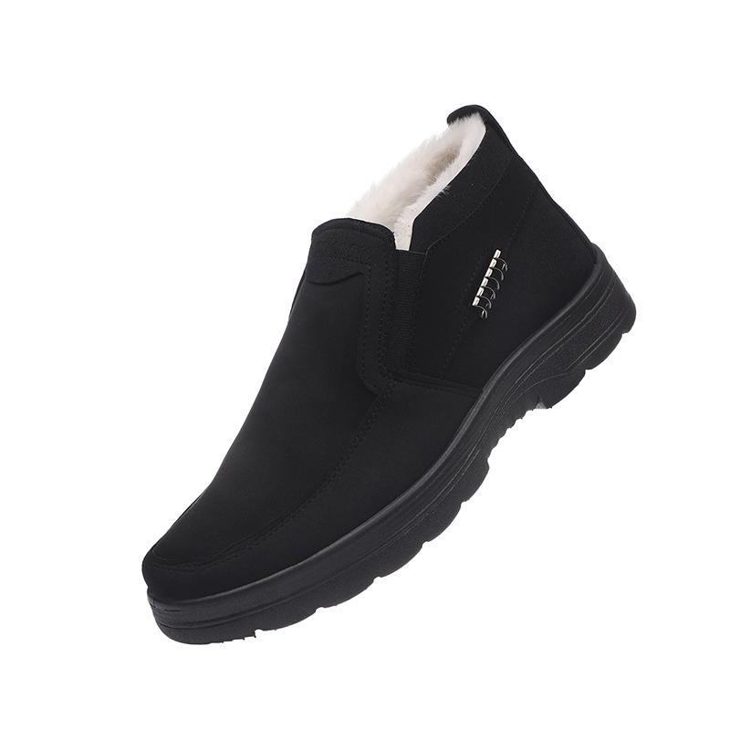 Men's Plus Size Warm High-Top Cotton Shoes - Winter Velvet-Lined Thickened Elderly Dad Shoes