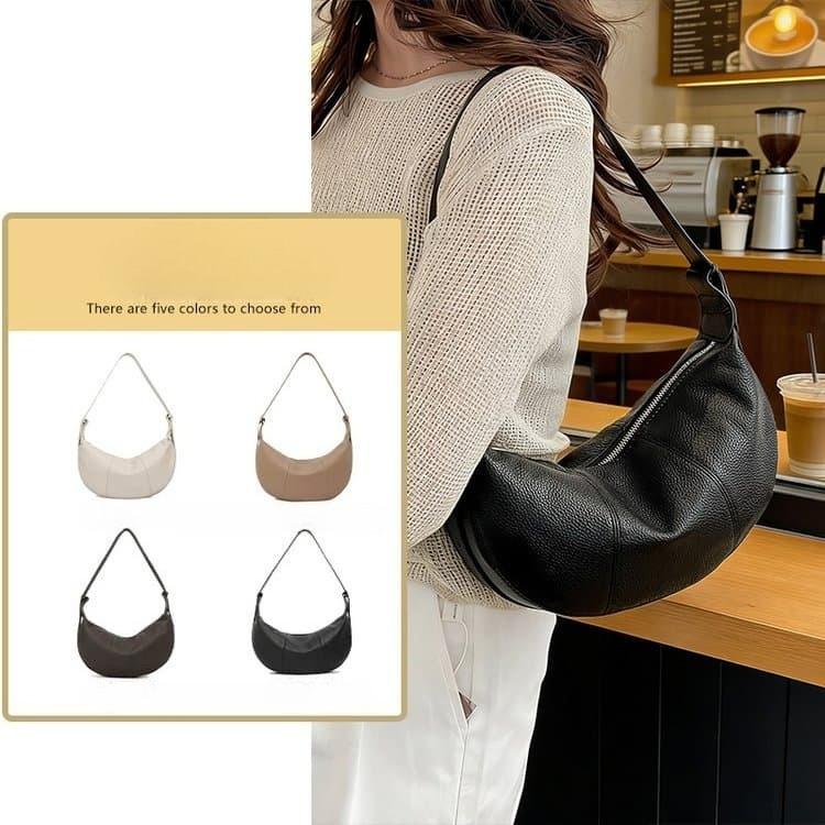 Lychee pattern soft leather crescent armpit bag shoulder women's bag