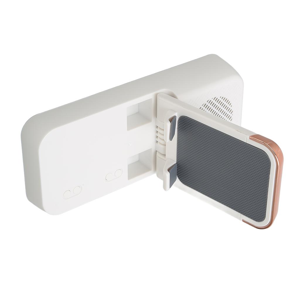 Cell Phone Stand with Bluetooth Speaker HD Surround Sound Adjustable Phone Holder with Speaker White
