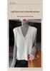 Women's Wool V-neck Diamond Pattern Knit Vest - Versatile Loose Sleeveless Cardigan for Autumn/Winter