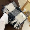 Thick Imitation Cashmere Large Checkered Tassel Scarf for Girls in Autumn and Winter Retro Long Shawl Showing Face Small Warm Scarf