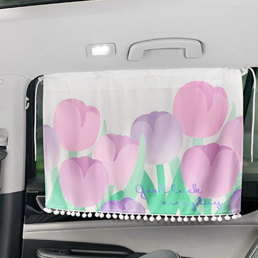 Flower Car Sunshade Curtain Suction Cup Car Blackout Curtain Cute Cartoon Car Curtain Side Window