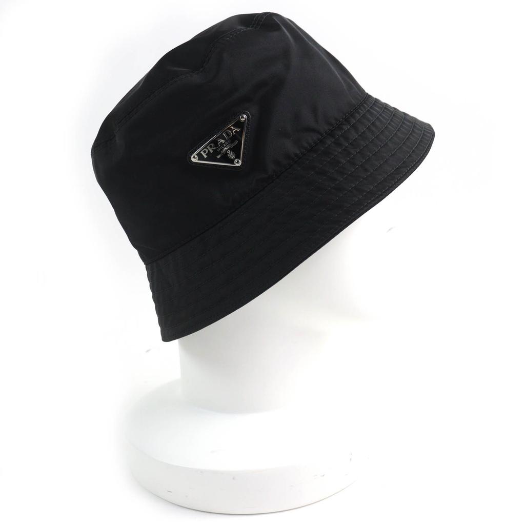 Great PRADA hat Triangle logo with Re-Nylon bucket hat Women M 1HC137 Used