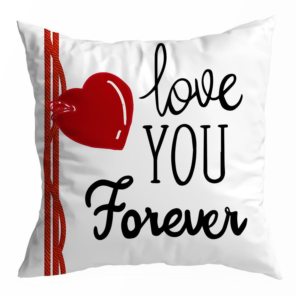 Valentine's Day Pillowcase, Peach Skin Velvet Heart Print Home Fabric Sofa Pillow, Car Waist and Back Cushion Cover