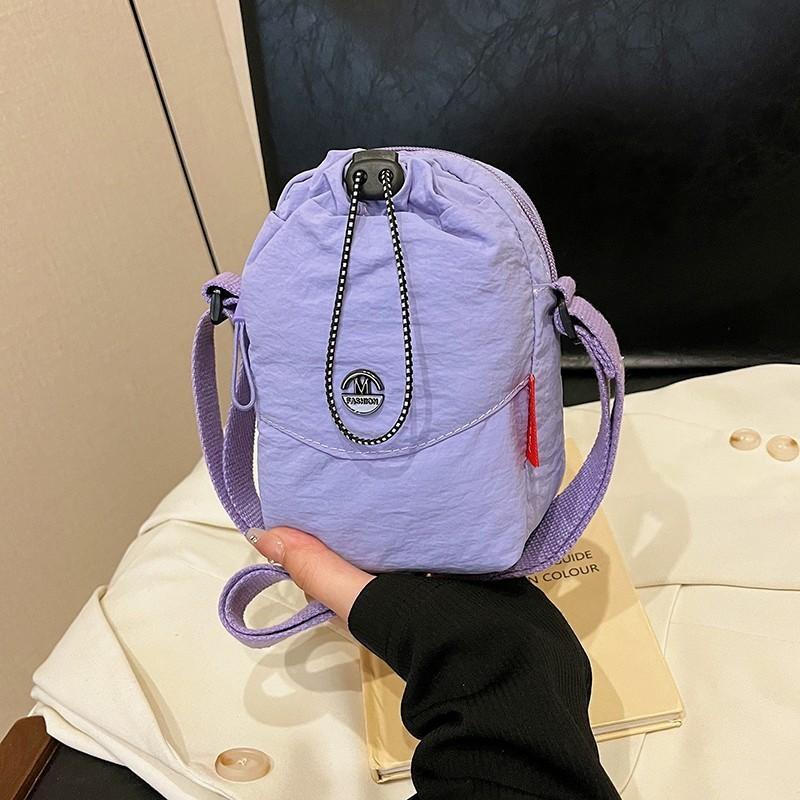 Color Solid Soft Canvas Water Bucket Hiking Bag Single Shoulder Strap Daily Use