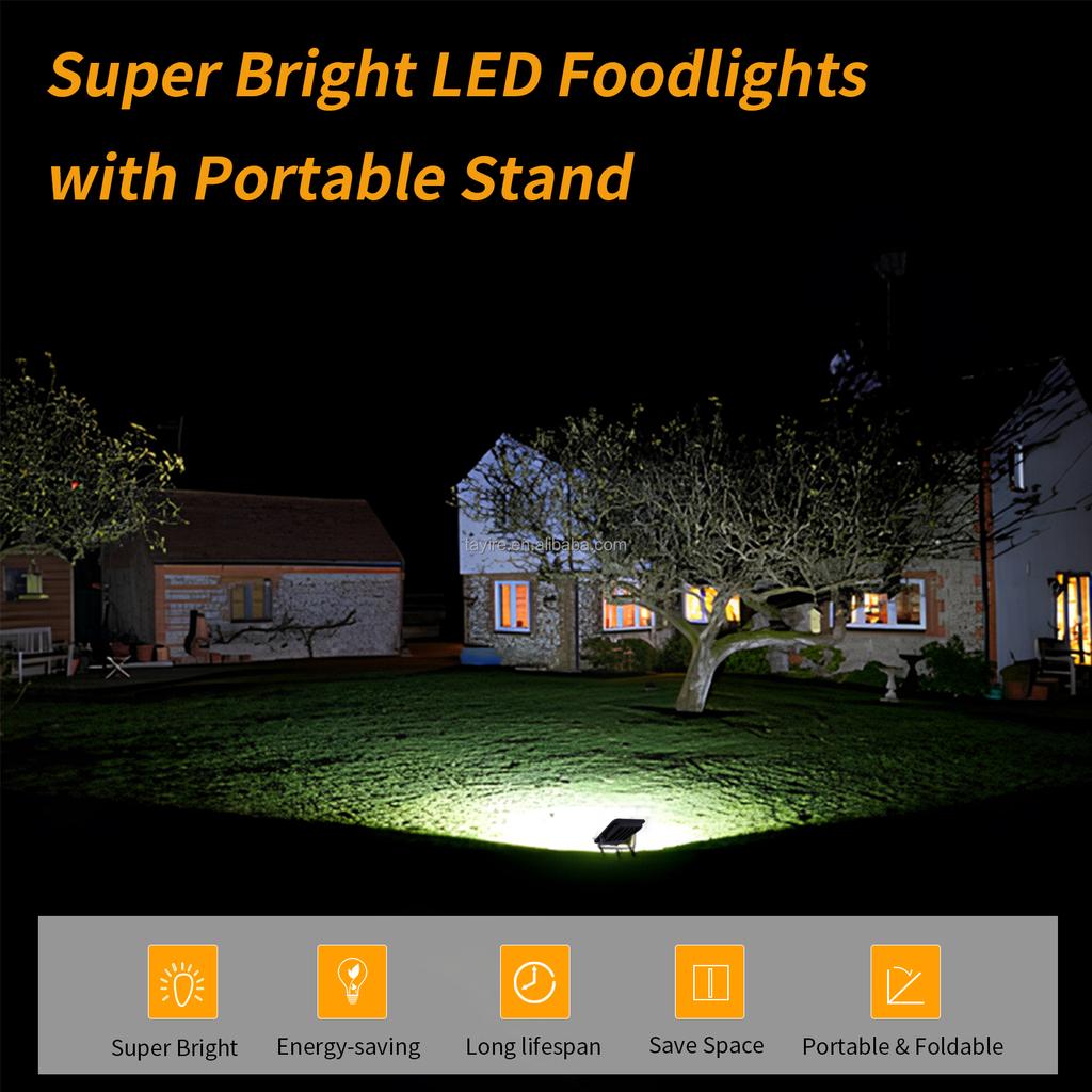 Portable 50W 100W 150W 200W LED Floodlight for Outdoor Garage Security Construction IP66 Waterproof Working Stand Light