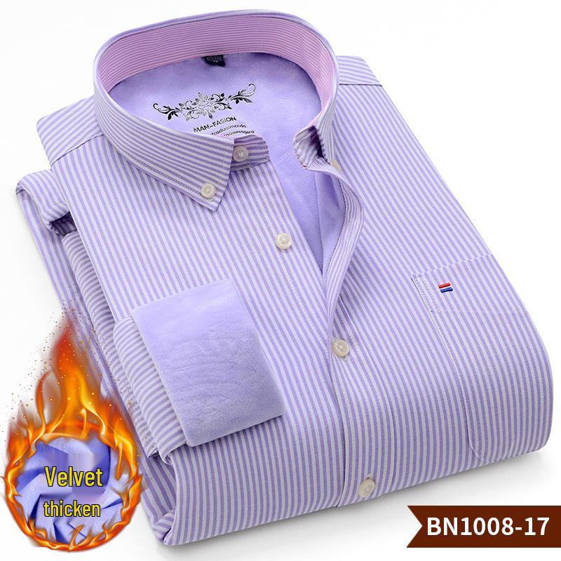 Męska Gruba Koszula Oxford z Długim Rękawem z Podszewką z Polaru - Ciepła i Dostępna