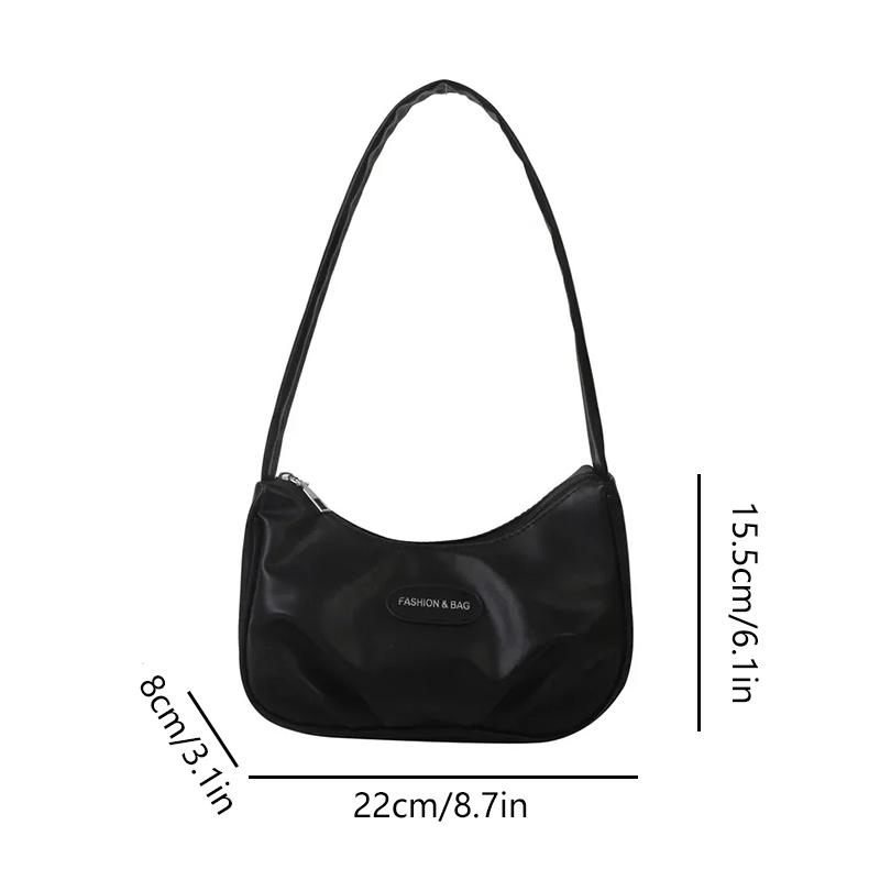 Women Solid Color PU Crescent Crossbody Bag Zipper Closure N-Detachable Strap Carry Phe Lipstick Wallet Compact Essentials