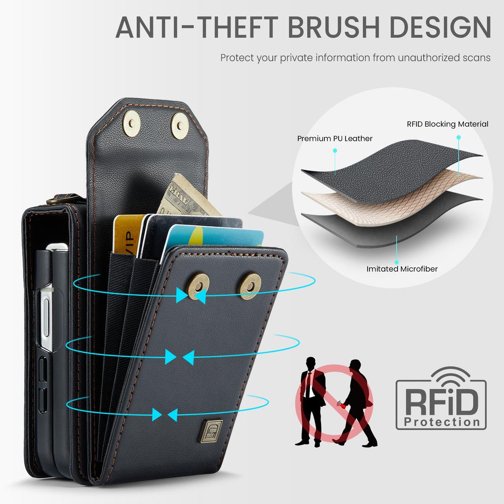 Crossbody Leather Phone Case for Samsung Galaxy Z Flip 7 Fe Flip6 5 Lanyard&buckle Multifunctional Card Slot Wallet Holder Cover