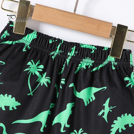 2 Teile/satz Kinder Top Hosen Anzug Cartoon Dinoasur Druck O Neck Pyjamas Kurzarm Sommer Outfit Unisex Casual Homewear Kleidung