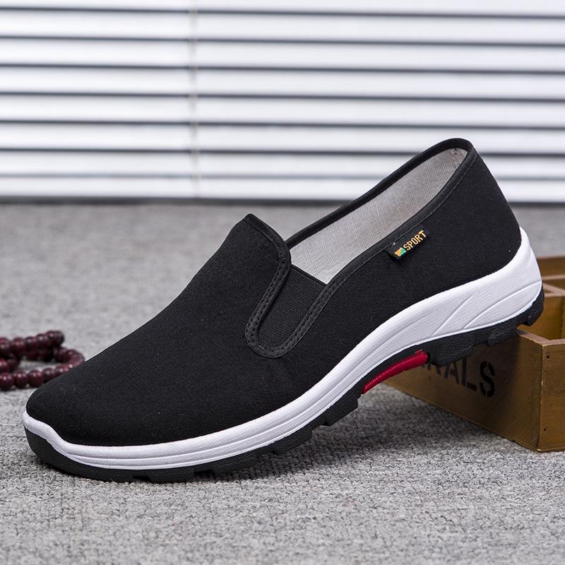 New Old Beijing Cloth Shoes Single Shoes Men's Breathable Soft Sole One Pedal Canvas Casual Dad Work Shoes