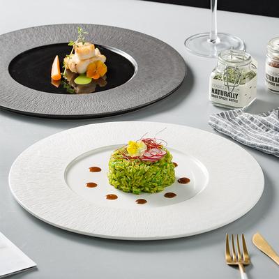 High-End Black Western Food Plate Creative Ceramic Plate Wedding Dining Plate Light Luxury Steak Plate Hotel Plate Tableware