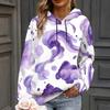 Women Plus Size Colorful Brush Print Long Sleeve Kangaroo Pocket Drawstring Hoodie