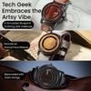 AUQ1 EUTOUR-Reloj Magnético de Bolas Unisex, Reloj con Elemento de Diseño de Madera, Correa de Cuero PU, Diseño Único de Agujas, Reloj Casual de Negocios