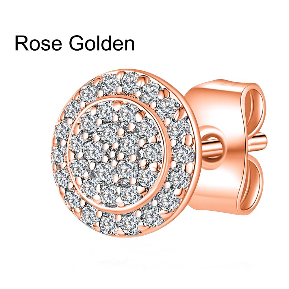 

Высококачественные круглые серьги-гвоздики из розового золота с серебряным покрытием для женщин, милые серьги-гвоздики из циркония розового золота