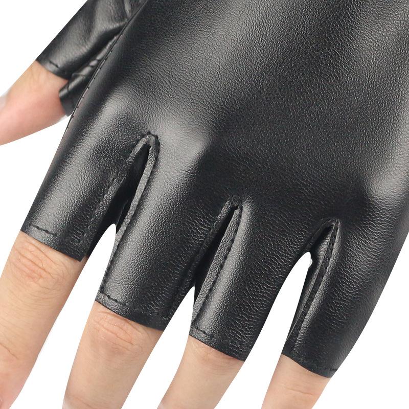 Leather Half-finger Gloves Men's and Women's Four-season Dancing Riding Fingerless Fingers Fingerless Half-hand