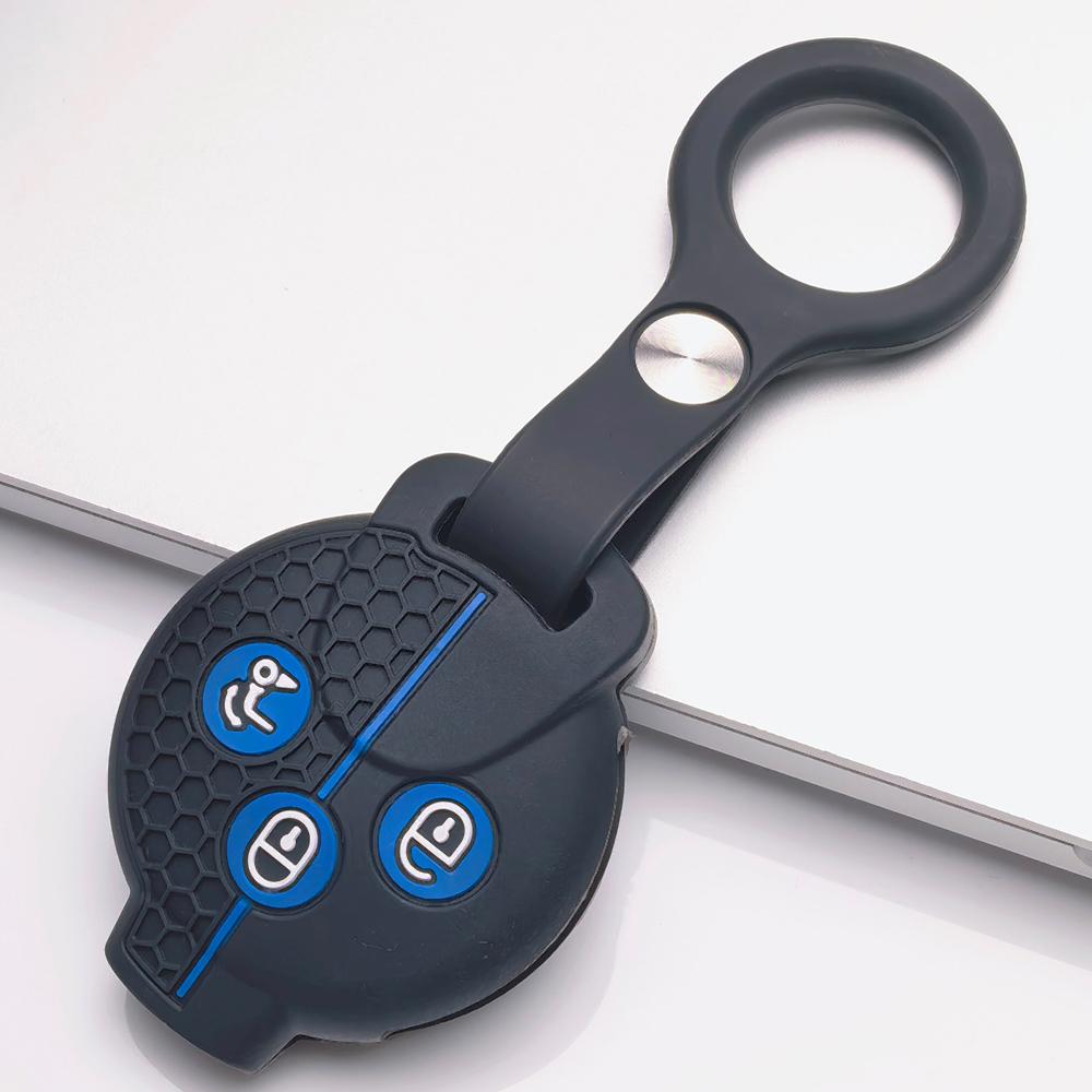 Silicone Car Key Fob Cover for Smart Fortwo Forfour Roadster City Coupe City Cabrio with Keychain Honeycomb Texture Anti Scratch Car Remote Key Sleeve
