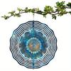 Bohemian Wind Spinner Outdoor Decor 10 Inch Hanging Garden Ornament with 360 Swivel Hook Blue Teal Gold Metal All Season Gift
