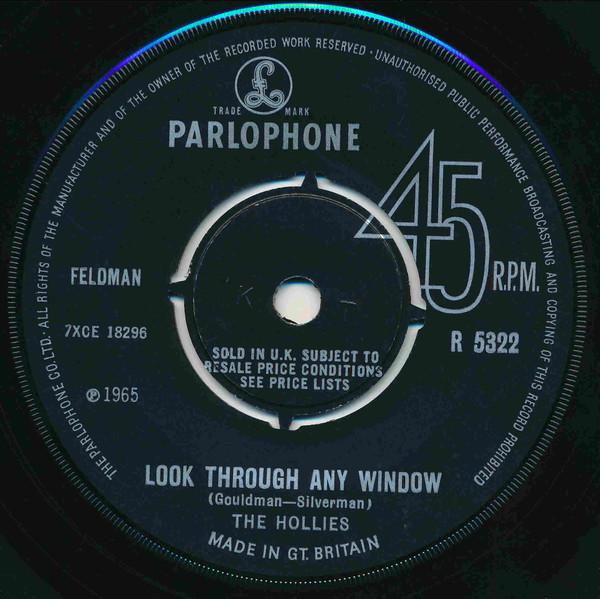 

7inch Record HOLLIES Look Through Any Window R5322 Parlophone 1965 UK Rock Used
