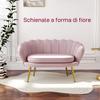 2-Seater Small Sofa in Industrial Chic Style in Velvet-Effect Fabric and Metal, 130x77x77 cm, Pink